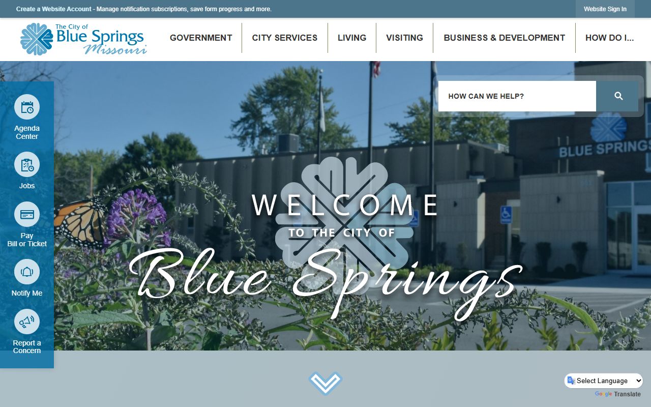Blue Springs Missouri official city website for death records information