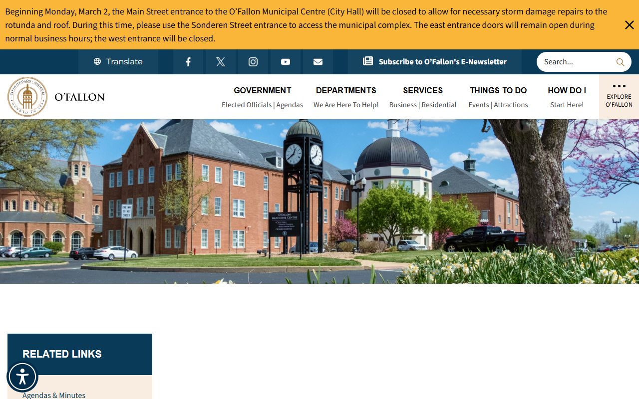 O'Fallon Missouri government website for death records