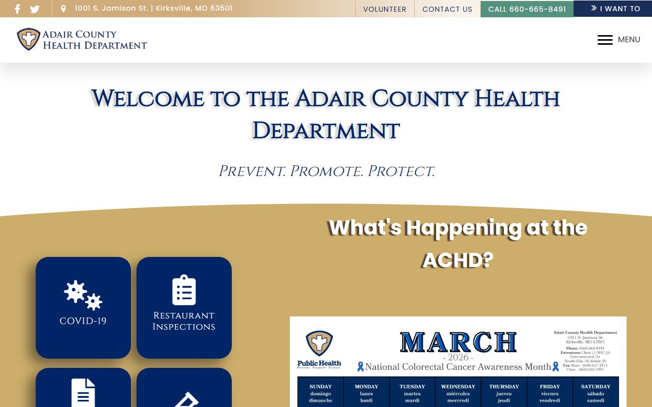 Adair County Health Department death records office in Kirksville Missouri