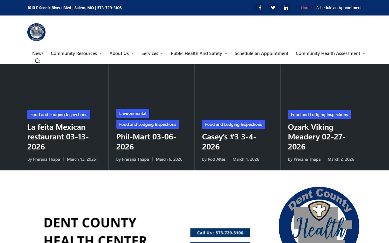 Dent County Health Center in Salem for death records requests