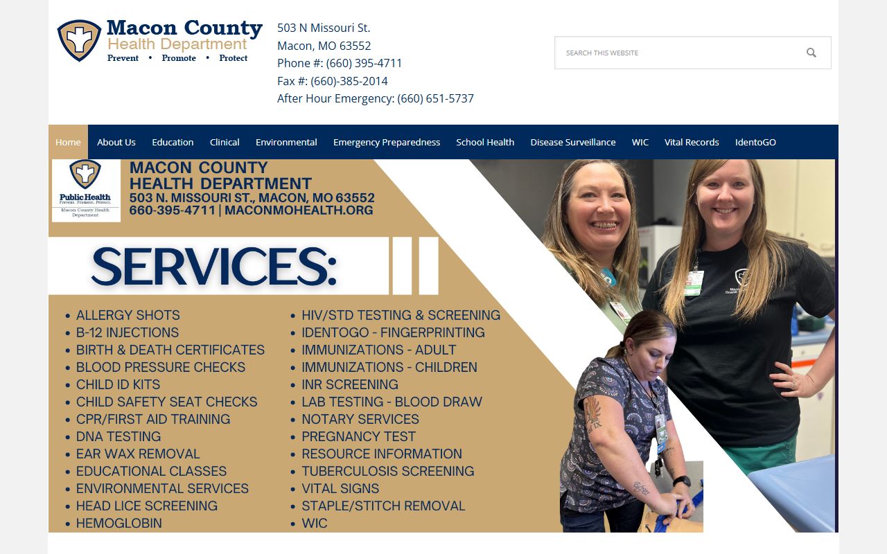 Macon County Health Department office for death records in Macon Missouri