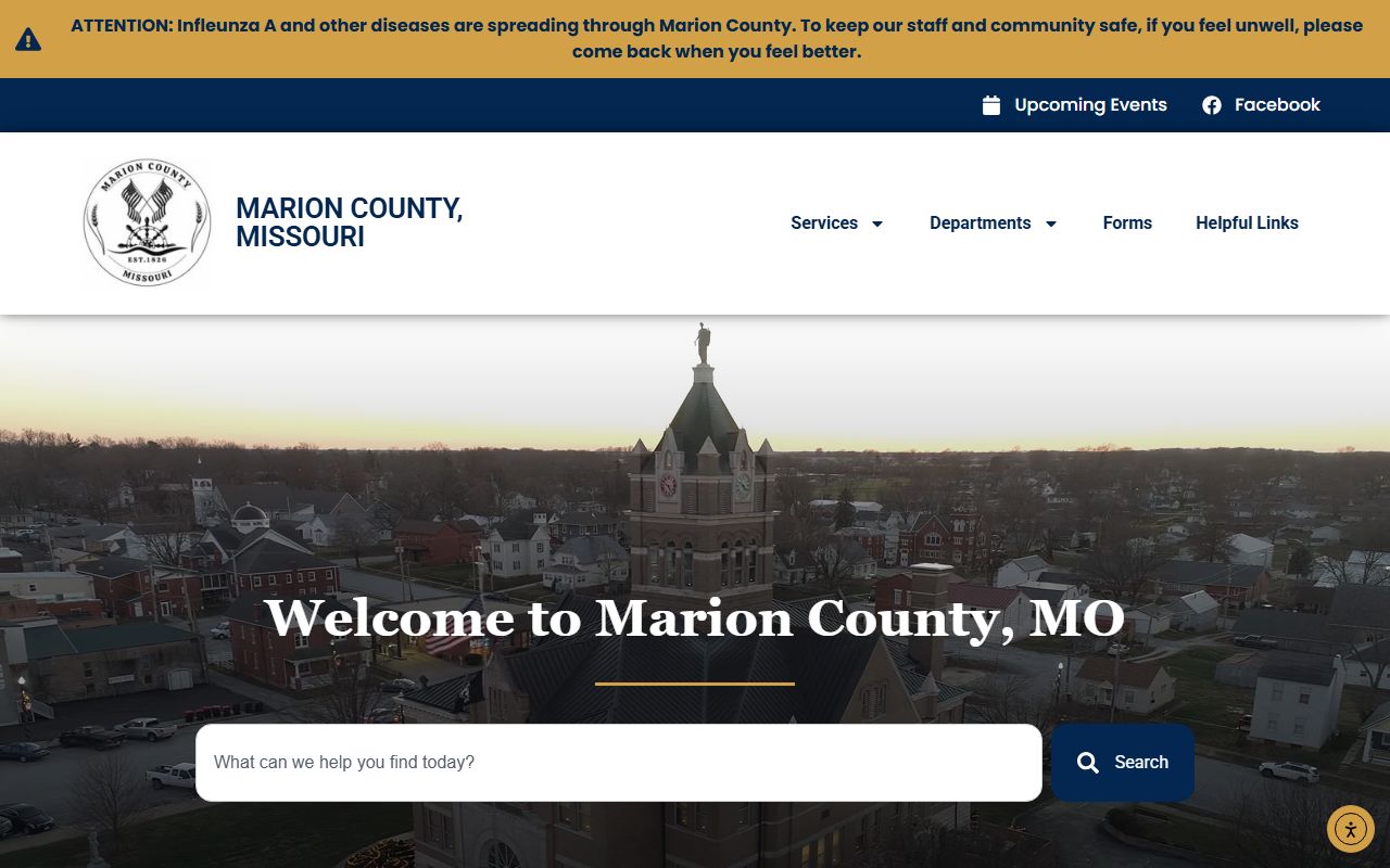 Marion County Missouri government offices for death record requests in Palmyra