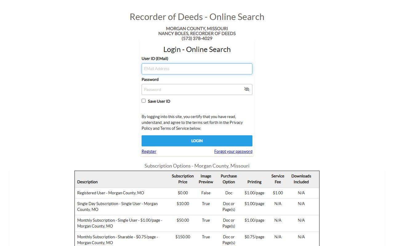 Morgan County online records portal for accessing death records and vital documents