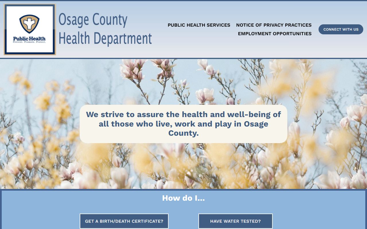 Osage County Health Department death records office in Linn Missouri