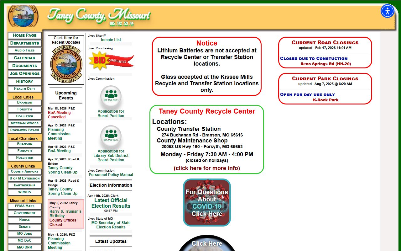 Taney County Health Department death records information in Forsyth Missouri