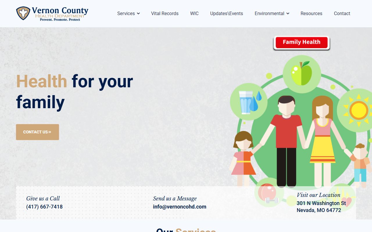 Vernon County Health Department death records office in Nevada Missouri